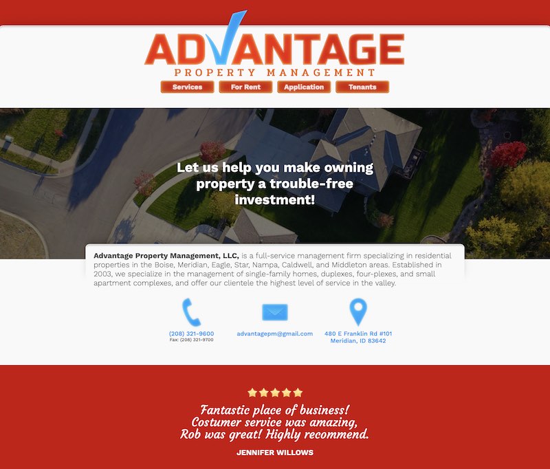 Advantage Property Management website screenshot